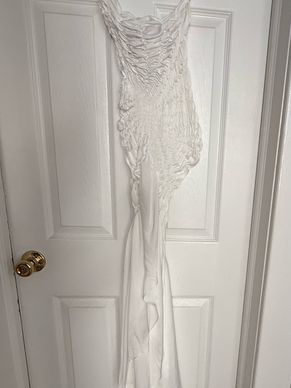 Asymmetrical White Textured Maxi Dress